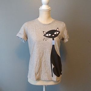Kate Spade XS cool cat wrap around graphic t-shirt